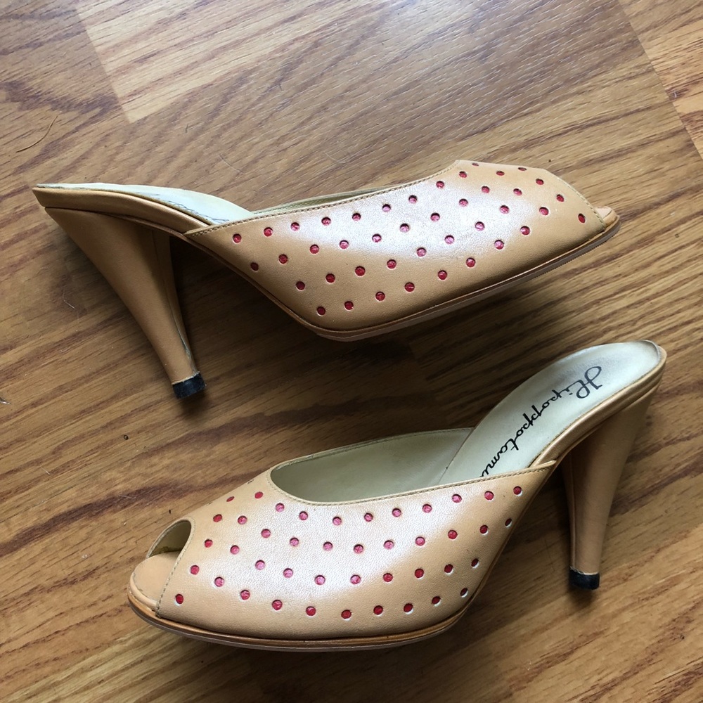 Vintage polka dot peep toe heels